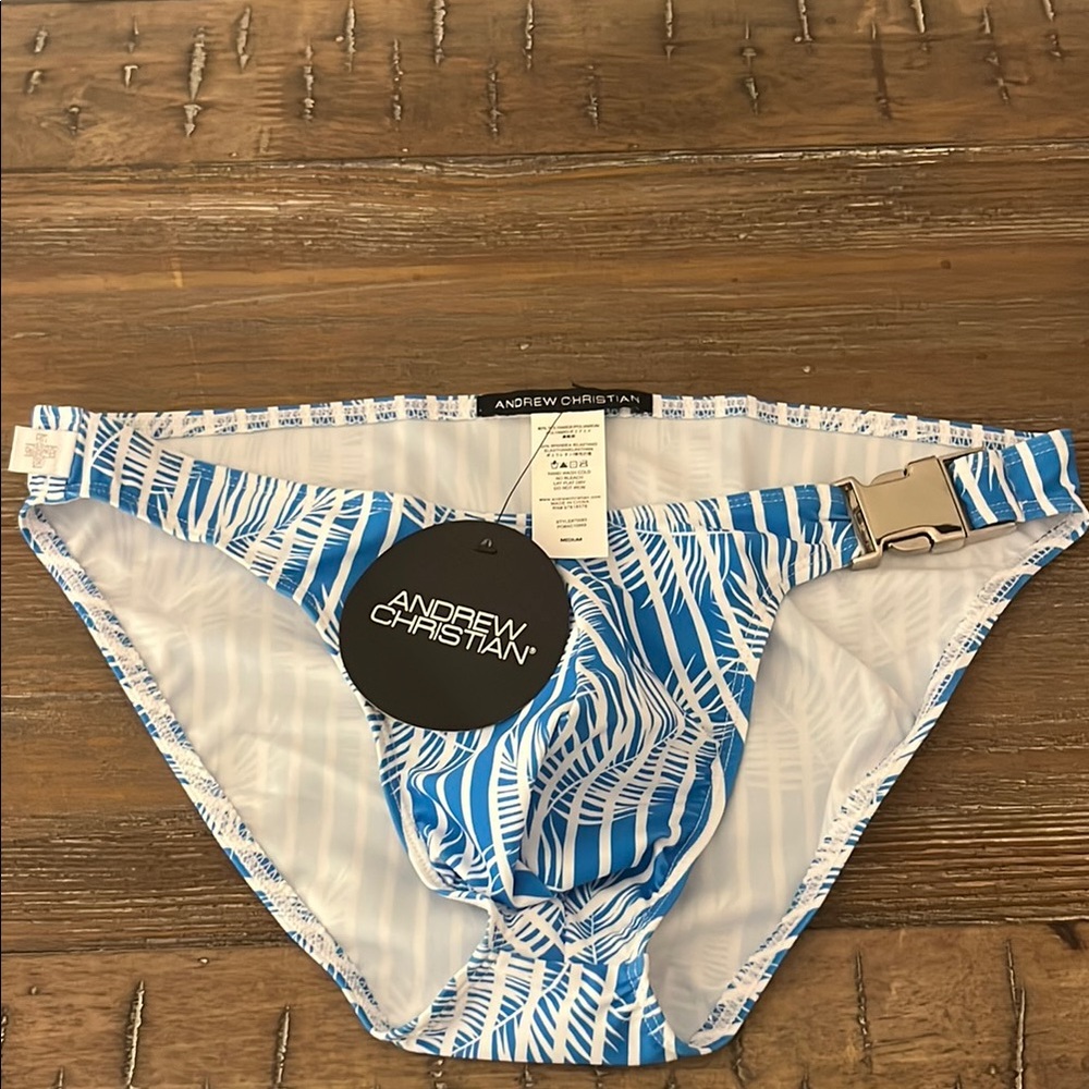 Andrew Christian Tropical Blue and White Swim Briefs